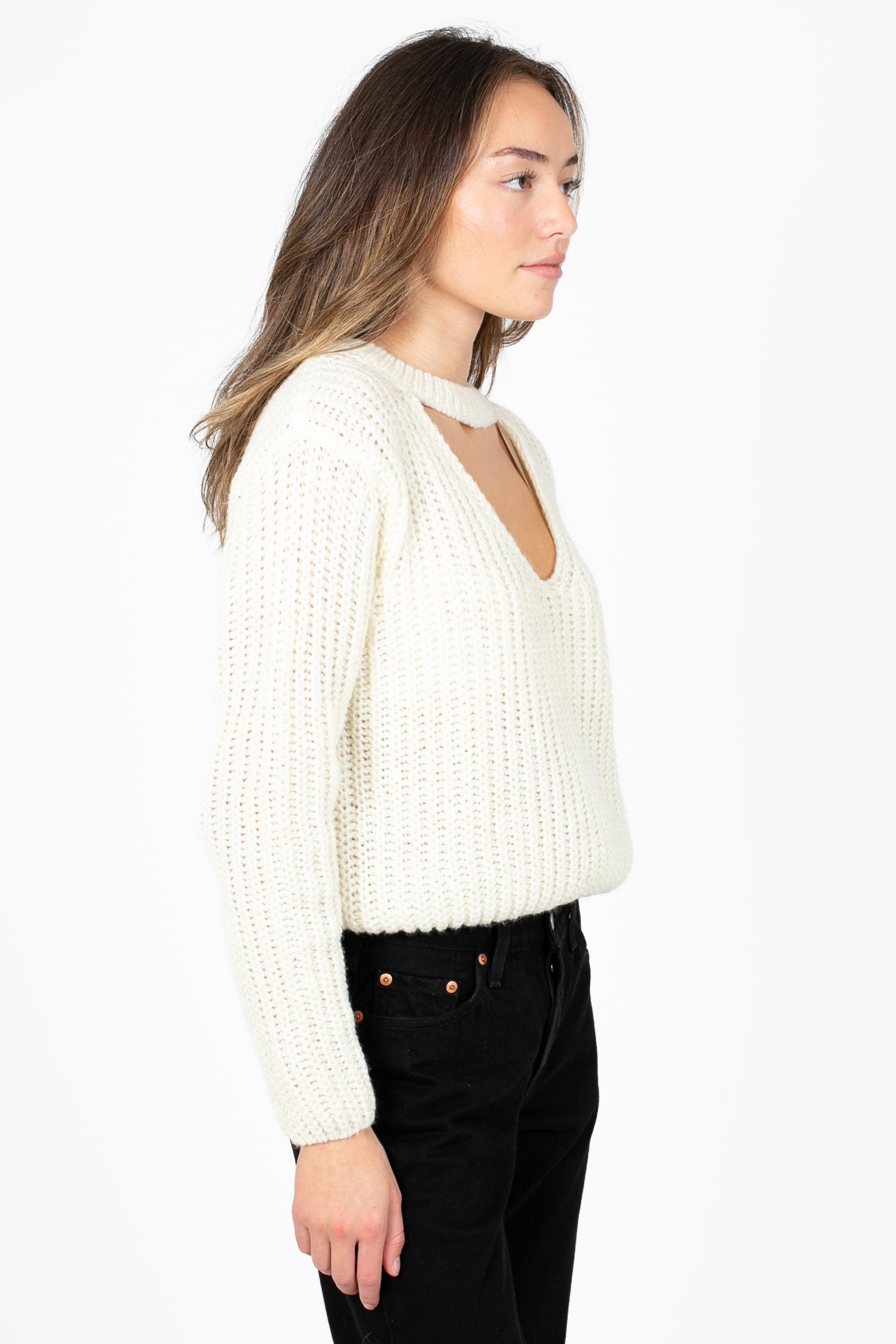 Astrid V-Neck Cut Out Sweater