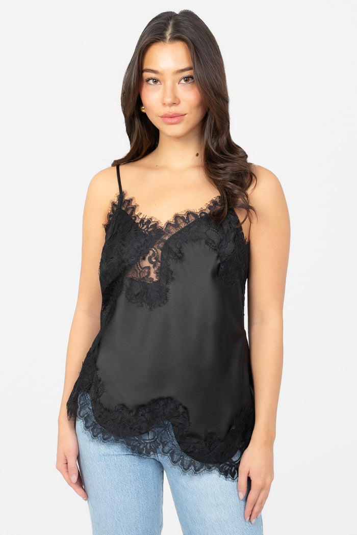 Chantilly Lace Satin Asymmetrical Blouse - honey