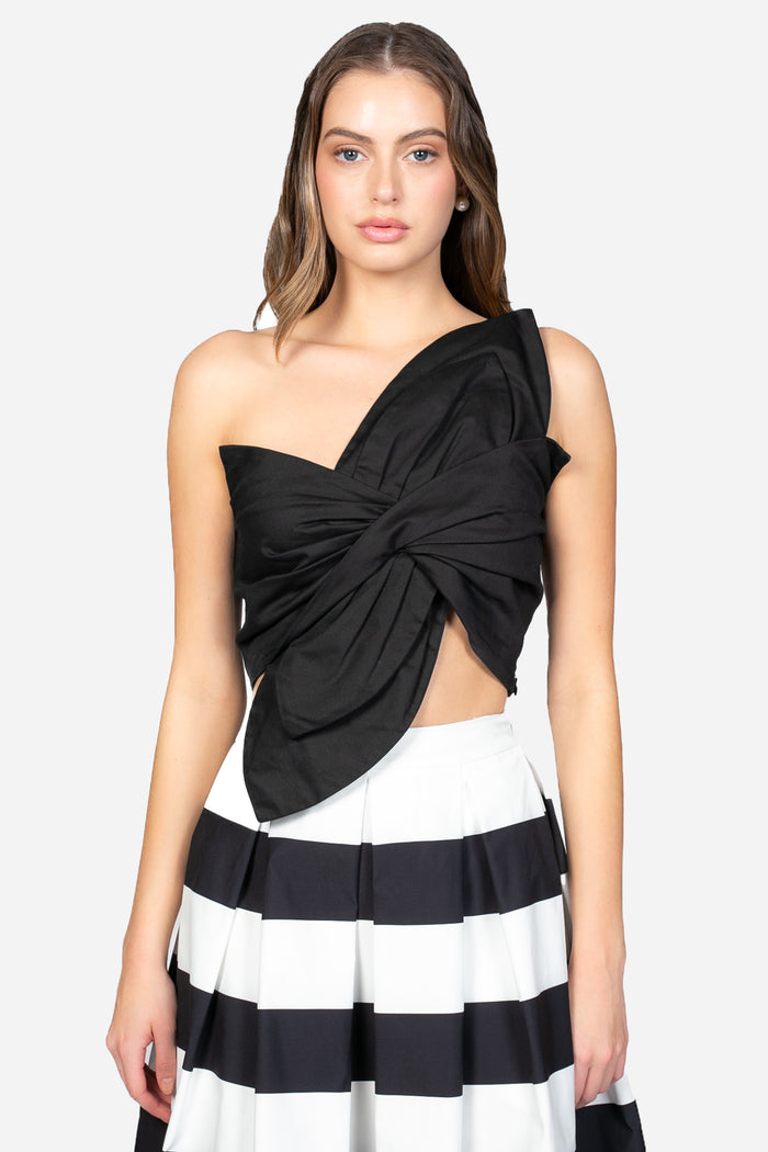 Yvette Knot Twist Crop Blouse - honey