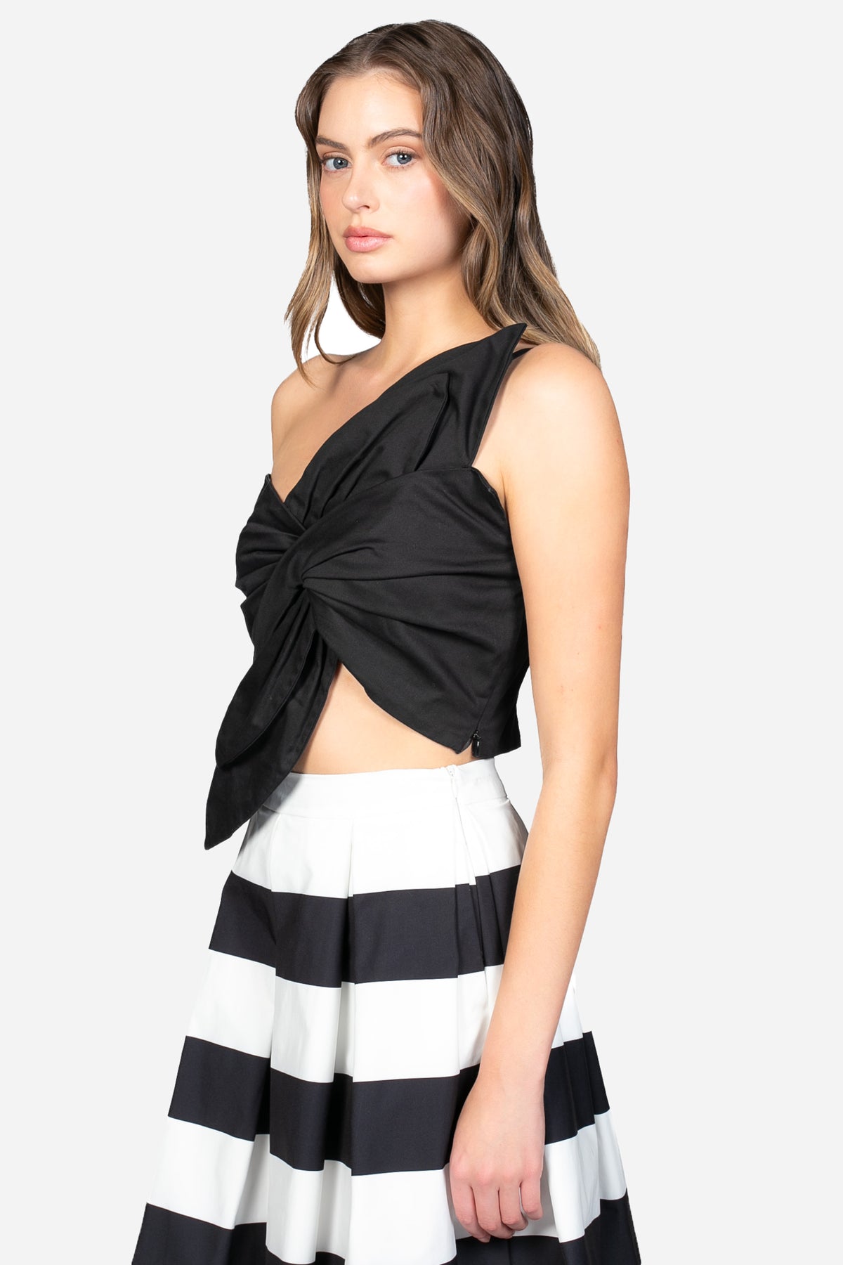 Yvette Knot Twist Crop Blouse - honey