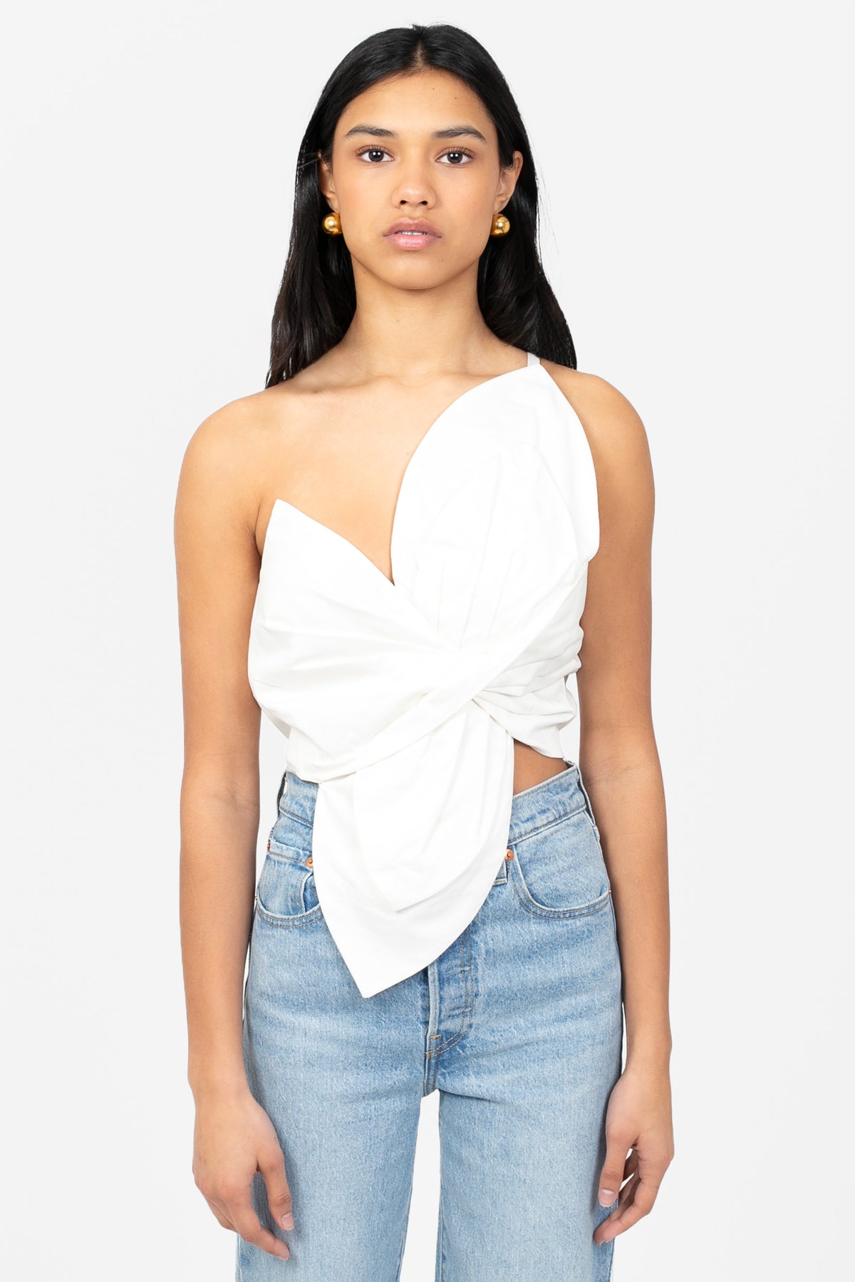 Yvette Knot Twist Crop Blouse - honey