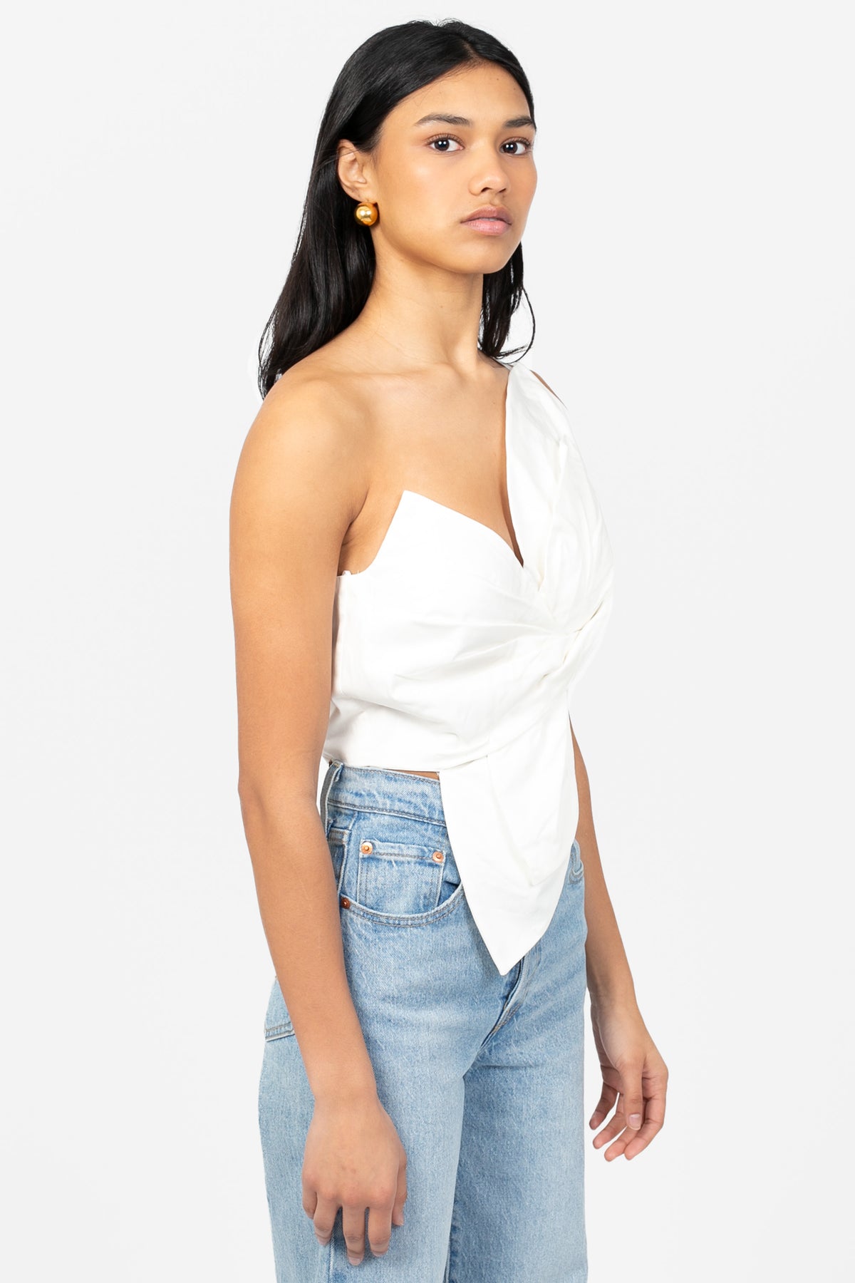 Yvette Knot Twist Crop Blouse - honey