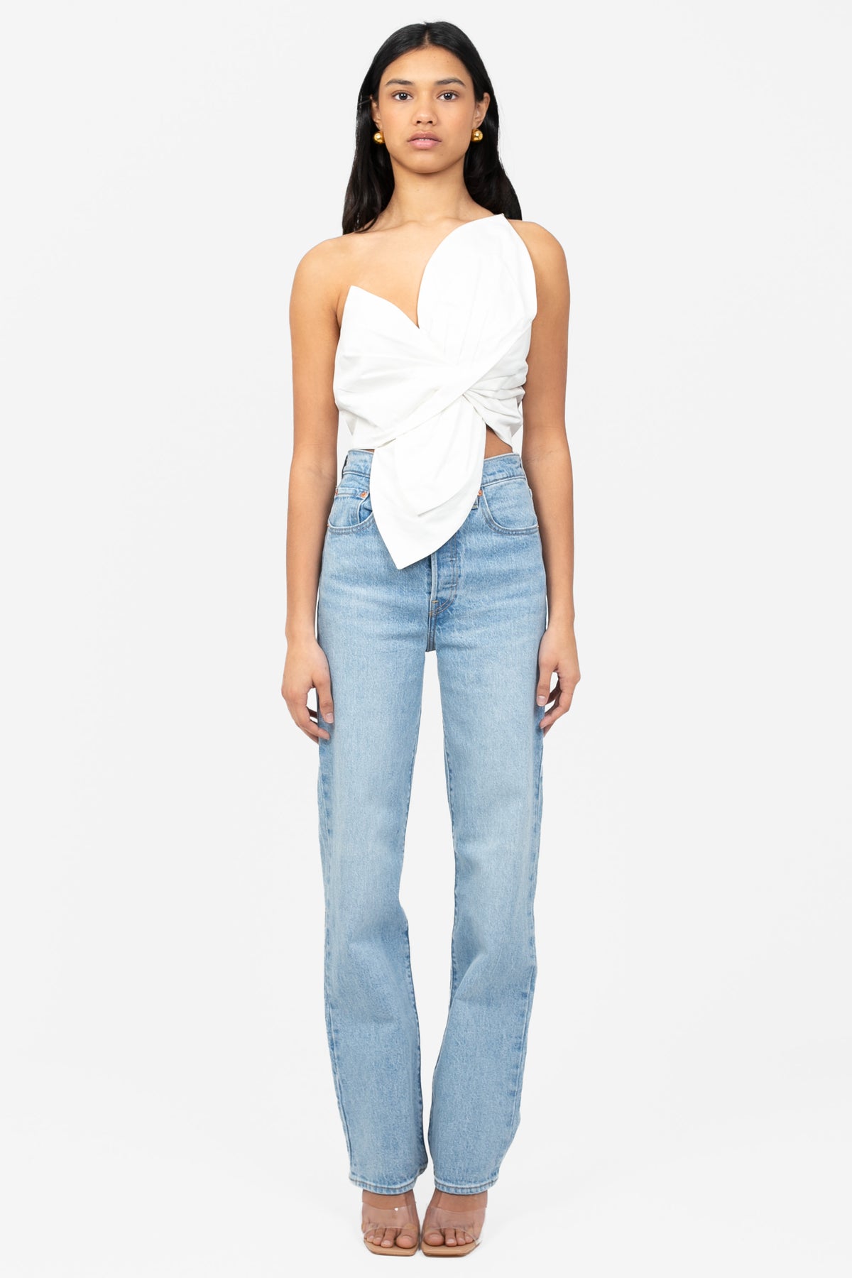 Yvette Knot Twist Crop Blouse - honey