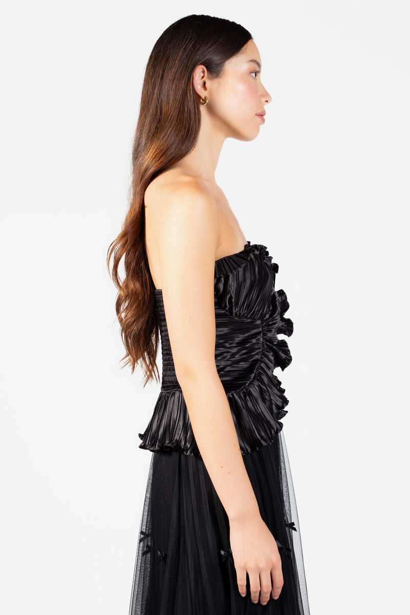 Ambrosia Satin Ruffle Blouse - honey