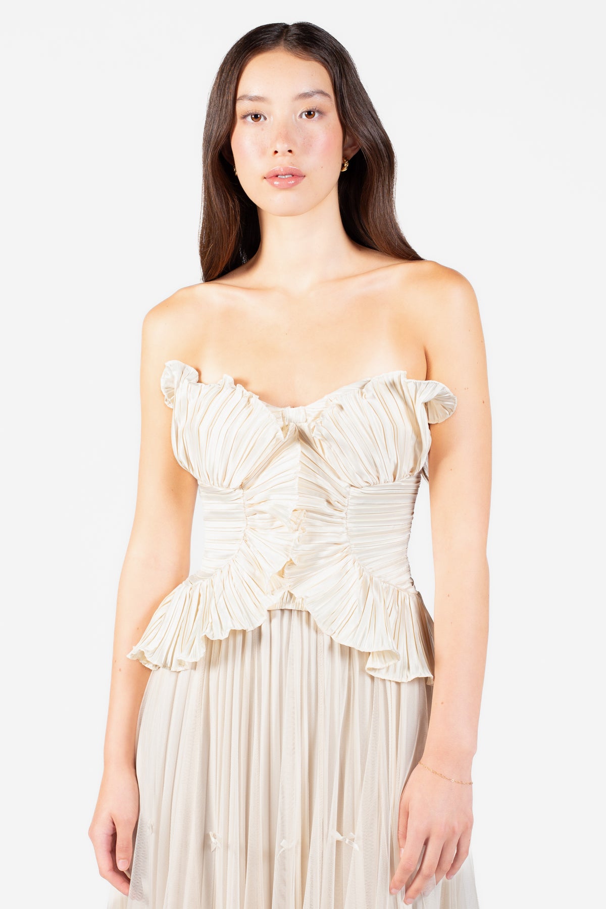 Ambrosia Satin Ruffle Blouse - honey