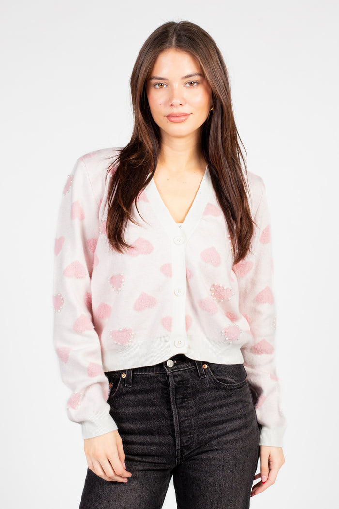 Rosalie Pearl Heart Cardigan