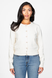 Amour Pearl Heart Button Cardigan - honey