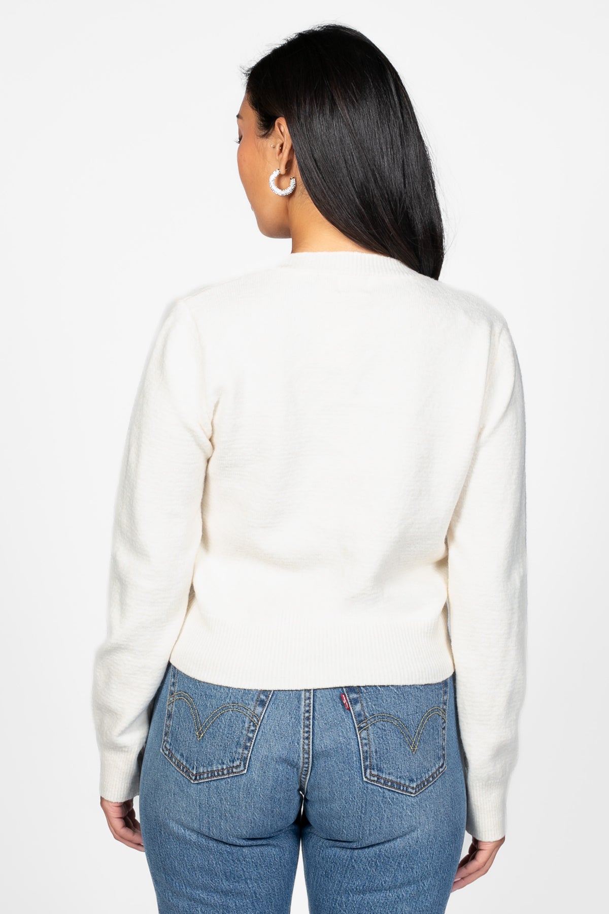 Amour Pearl Heart Button Cardigan - honey