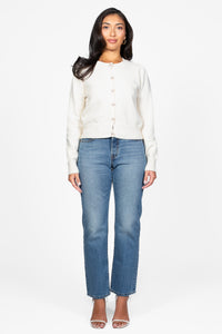 Amour Pearl Heart Button Cardigan - honey