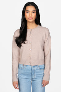 Amour Pearl Heart Button Cardigan - honey