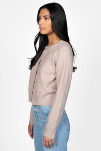 Amour Pearl Heart Button Cardigan - honey