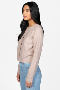 Amour Pearl Heart Button Cardigan - honey