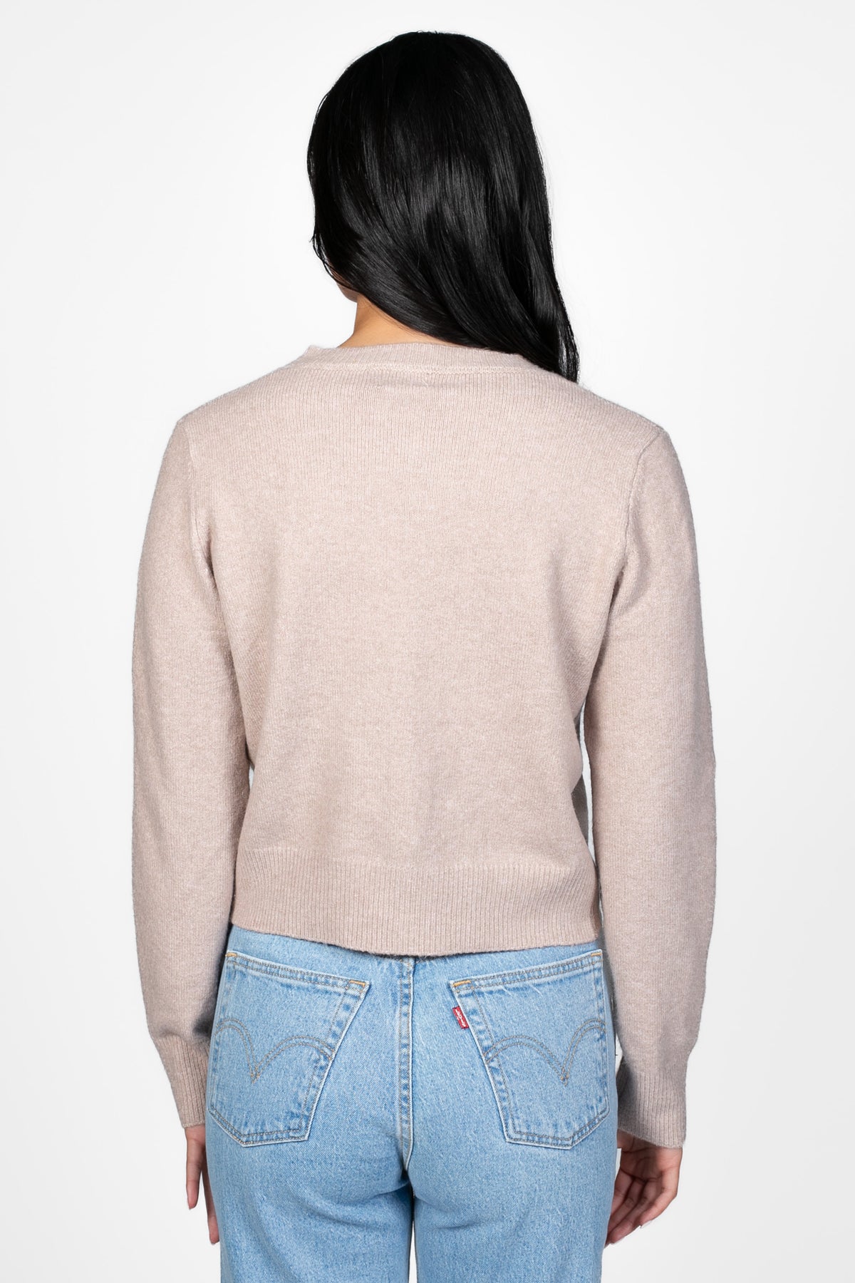 Amour Pearl Heart Button Cardigan - honey