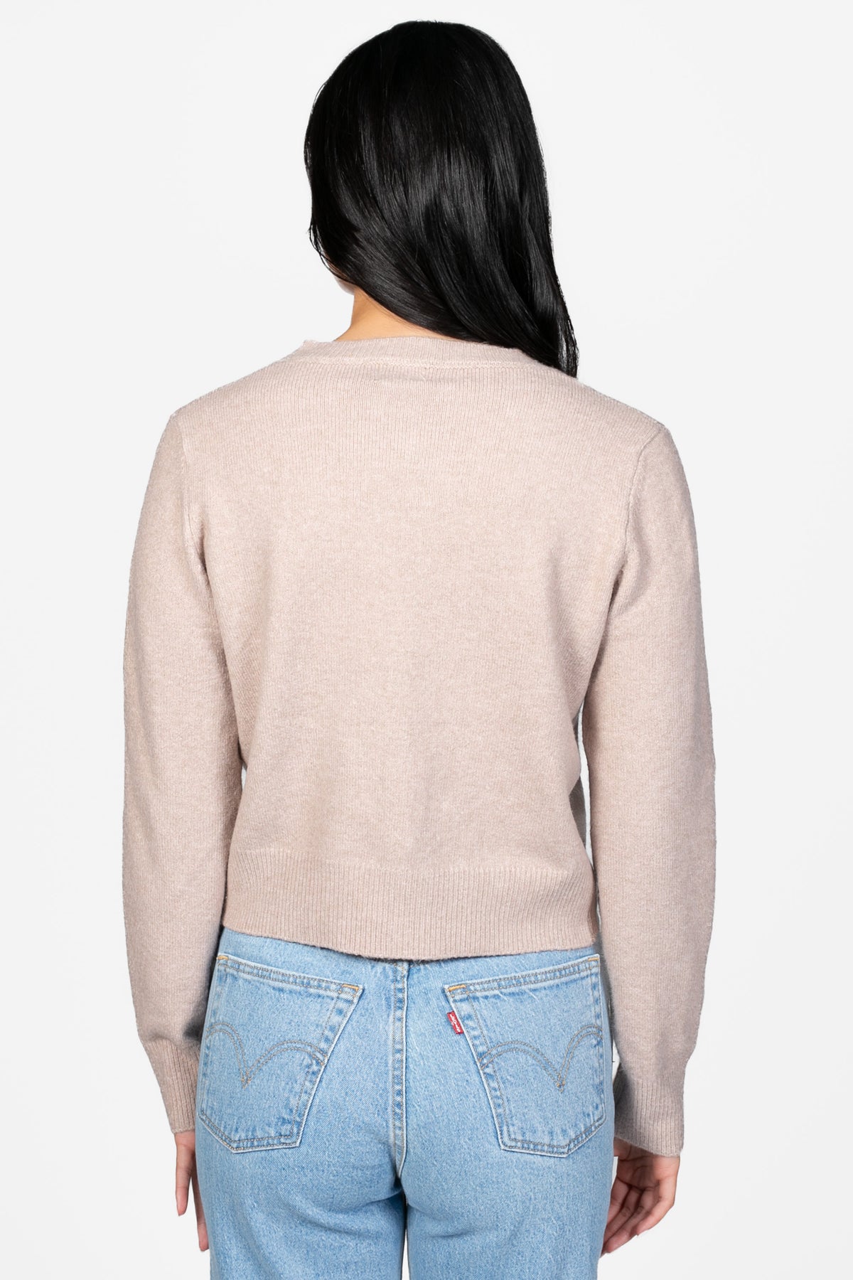 Amour Pearl Heart Button Cardigan - honey