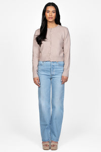 Amour Pearl Heart Button Cardigan - honey