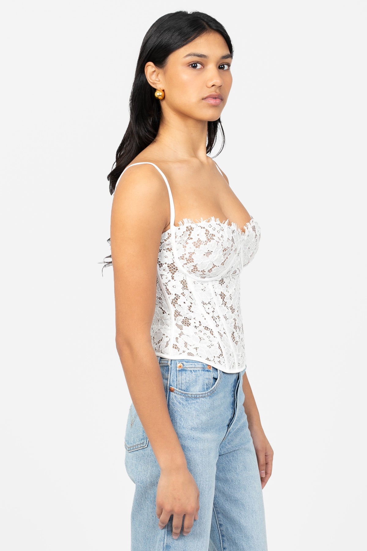 Espresso Lace Corset Top - honey
