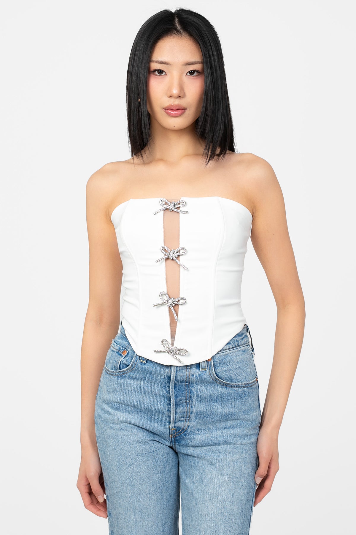 Chantelle Embellished Bow Bustier - honey