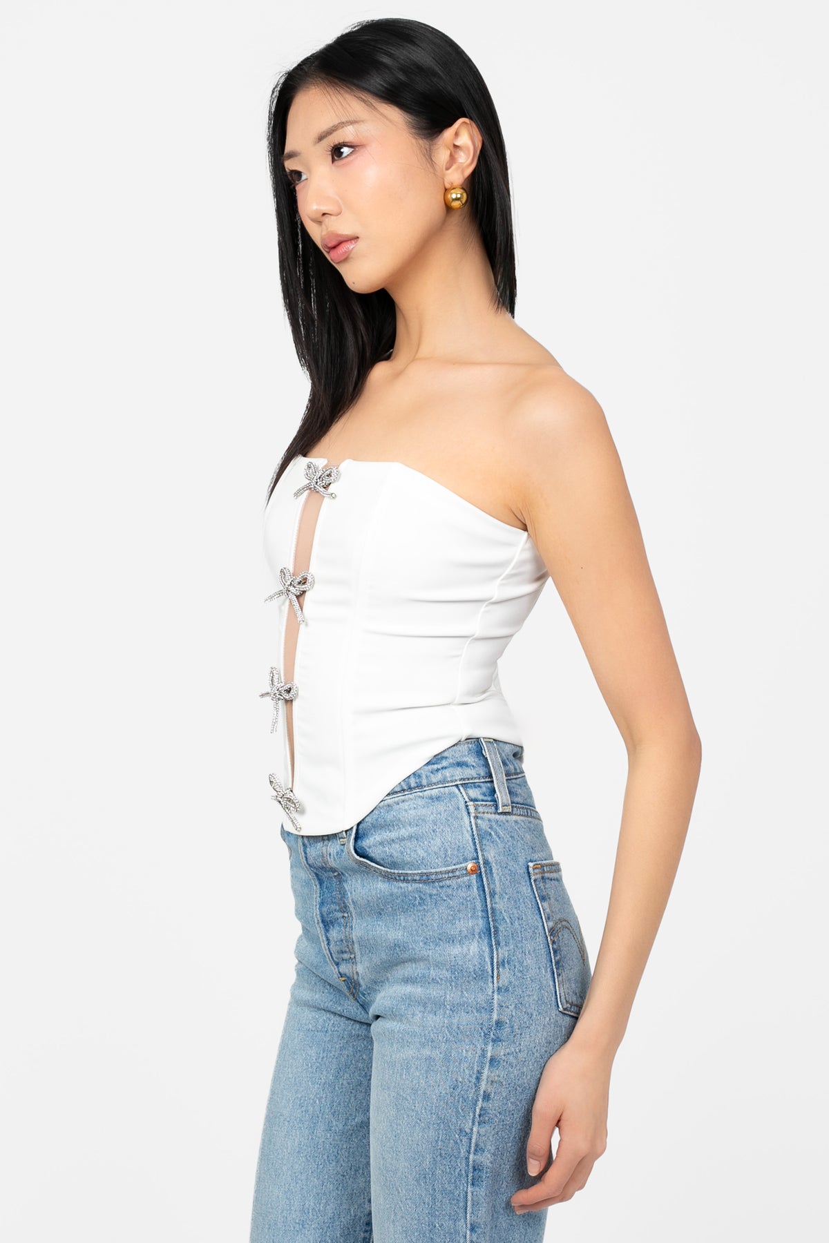 Chantelle Embellished Bow Bustier - honey