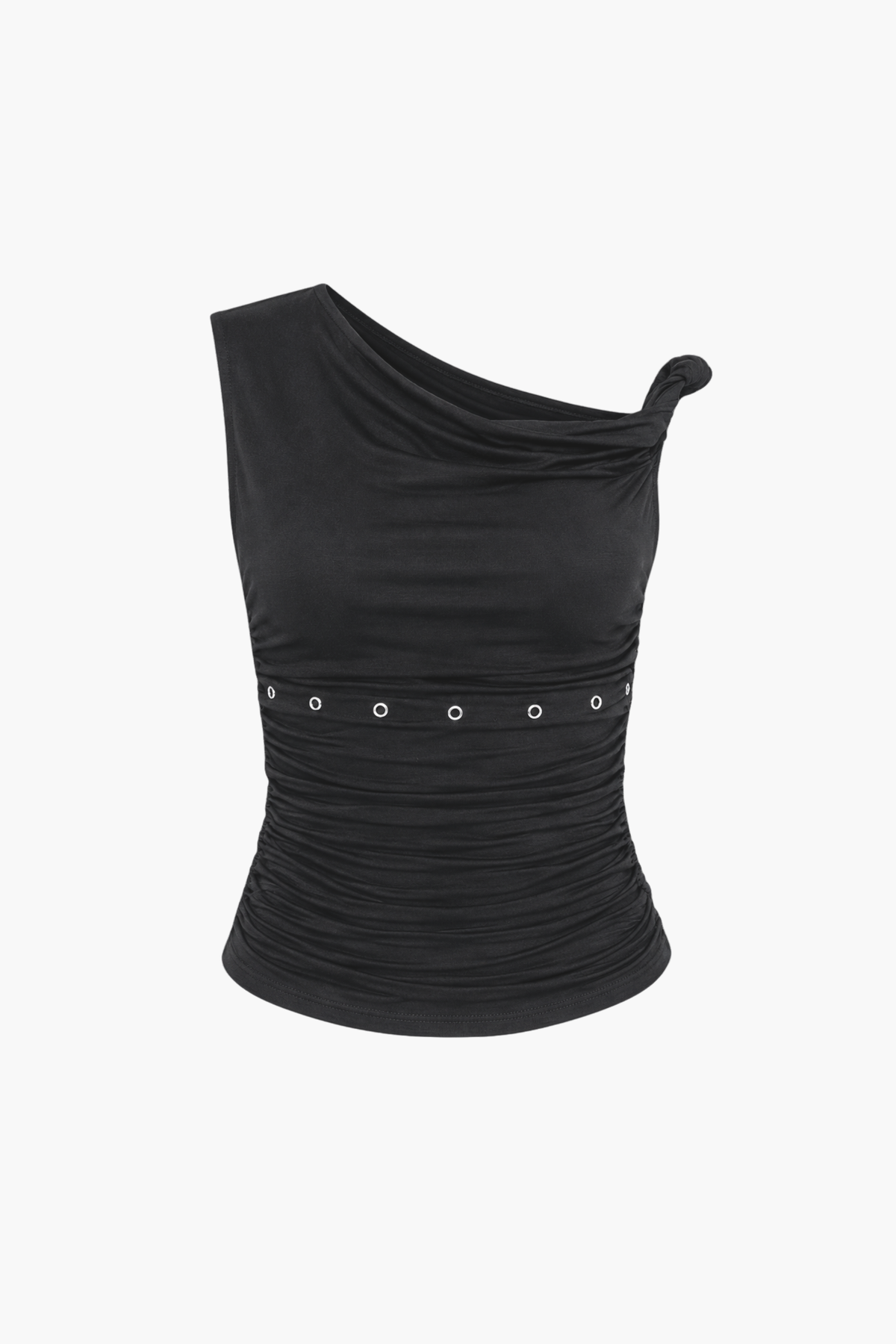 Zinnia Asymmetrical Grommet Blouse