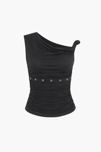 Zinnia Asymmetrical Grommet Blouse