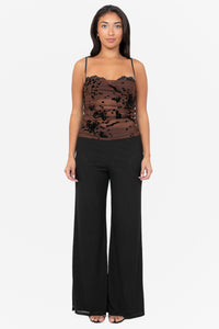 Velora Lace Flock Mesh Blouse