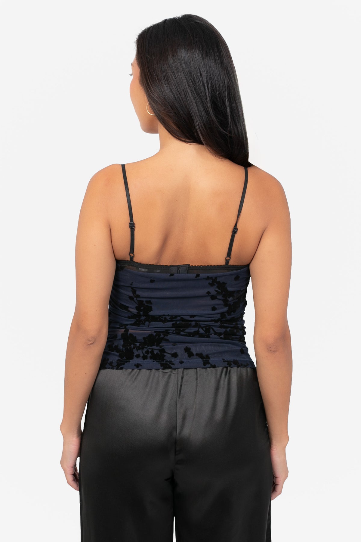 Velora Lace Flock Mesh Blouse