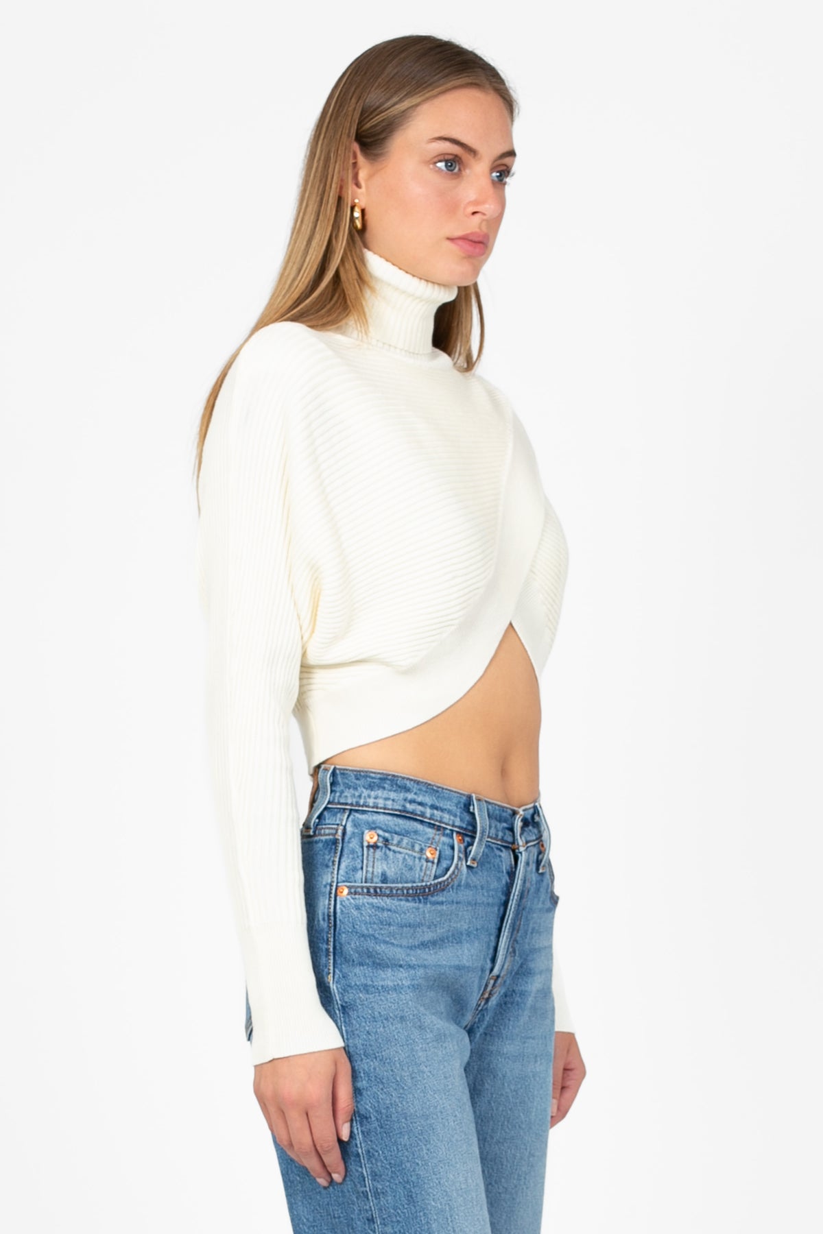 Laurel Turtleneck Cross Over Sweater - honey