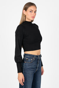 Tayla Cut Out Back Ribbed Knit Top - honey