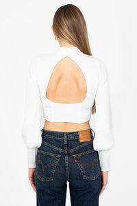 Tayla Cut Out Back Ribbed Knit Top - honey