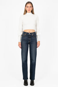 Tayla Cut Out Back Ribbed Knit Top - honey