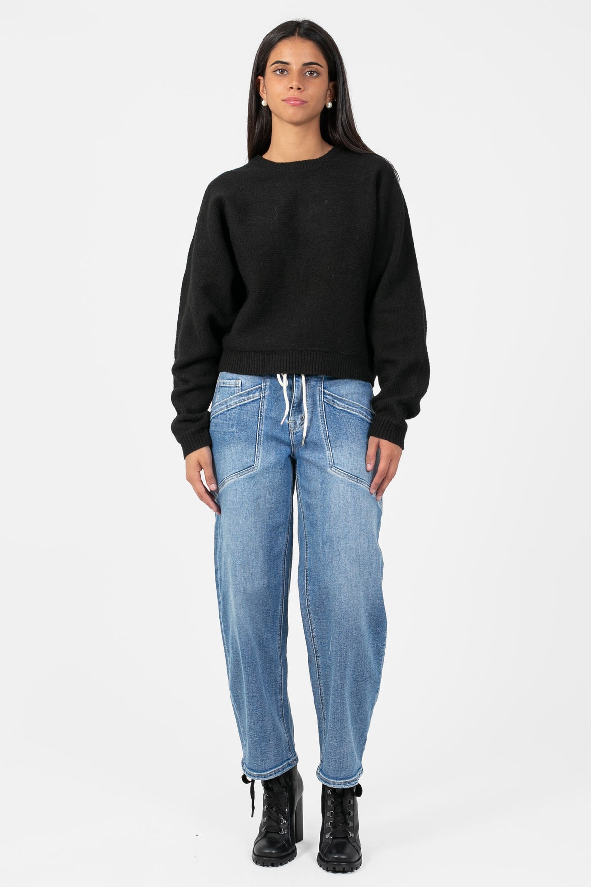 Flying Monkey® Drawstring Barrel Jeans - honey