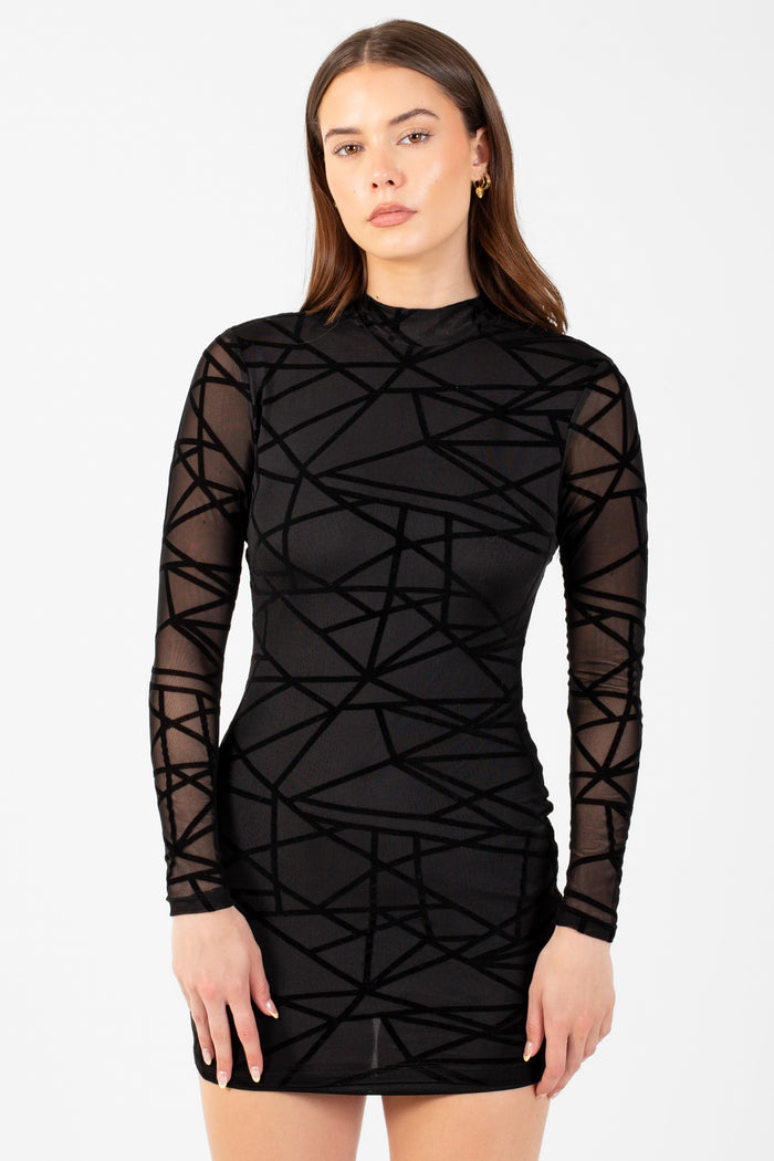 Storm Abstract Bodycon Mini Dress