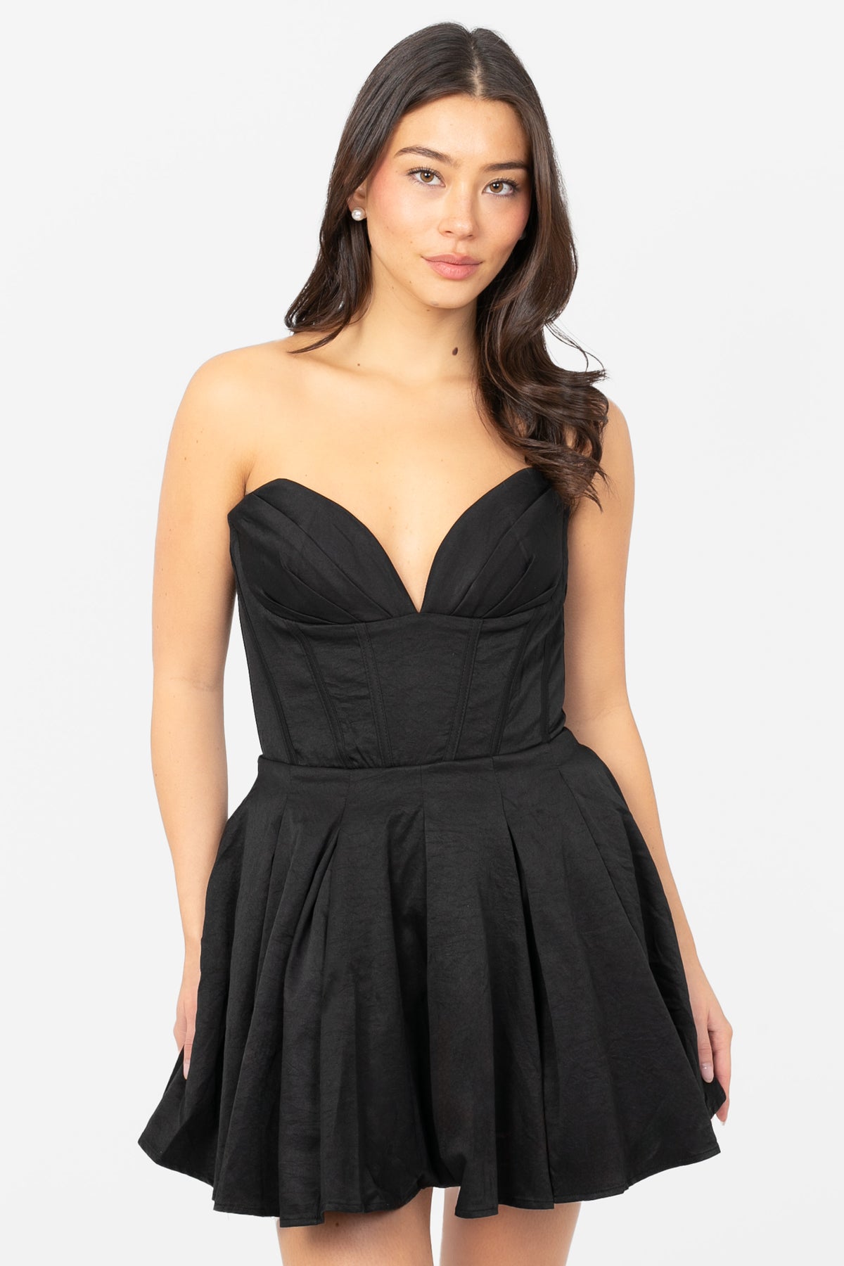 Madeline Corset Pleated Mini Dress - honey