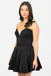 Madeline Corset Pleated Mini Dress - honey