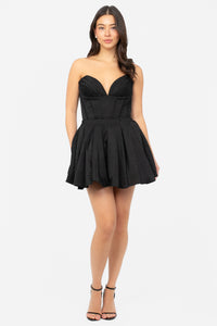 Madeline Corset Pleated Mini Dress - honey