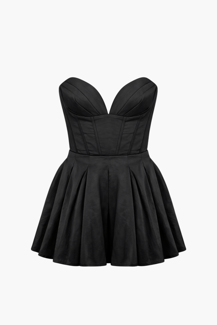 Madeline Corset Pleated Mini Dress - honey