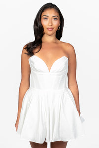 Madeline Corset Pleated Mini Dress - honey