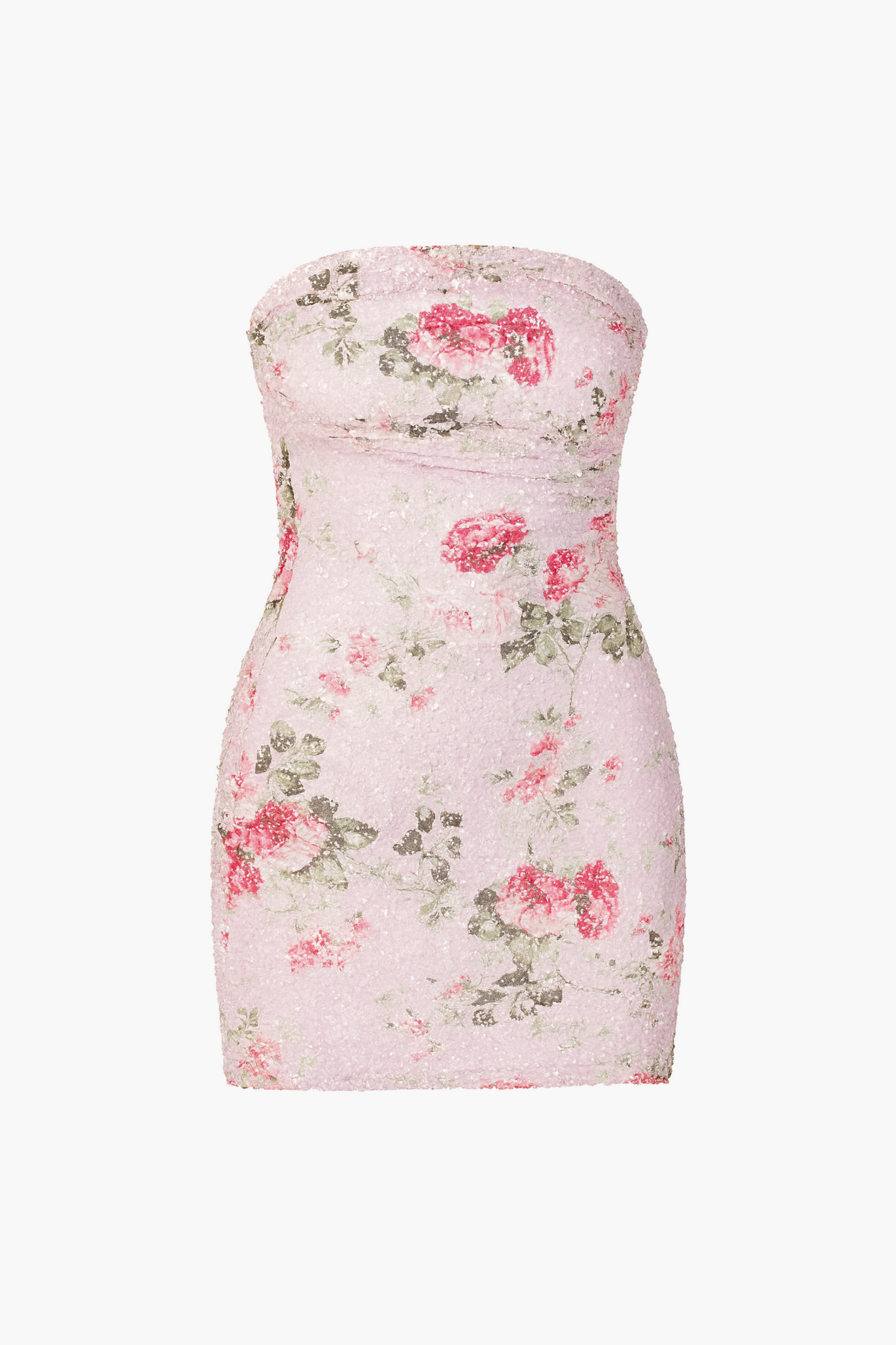 Posey Mesh Ruched Floral Mini Dress - honey