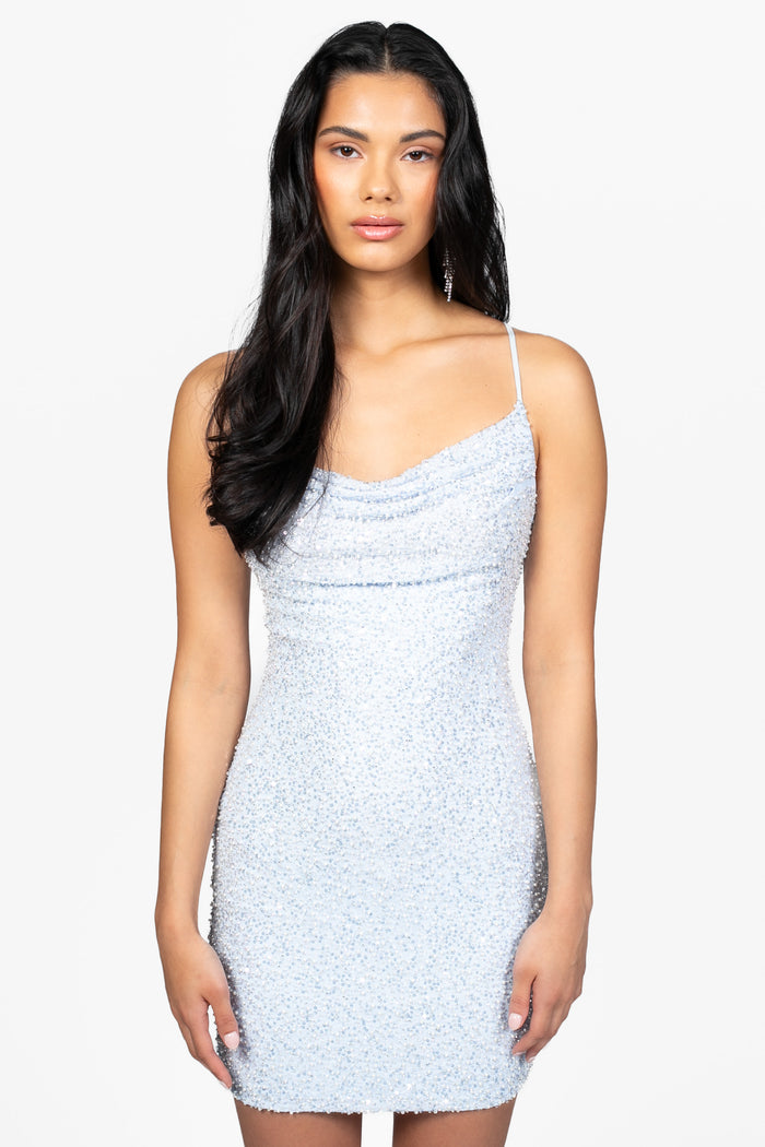 Romee Mesh Beaded Mini Dress - honey