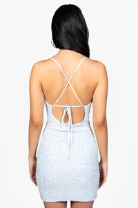 Romee Mesh Beaded Mini Dress - honey