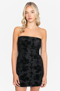Rosamund Flock Floral Mini Dress