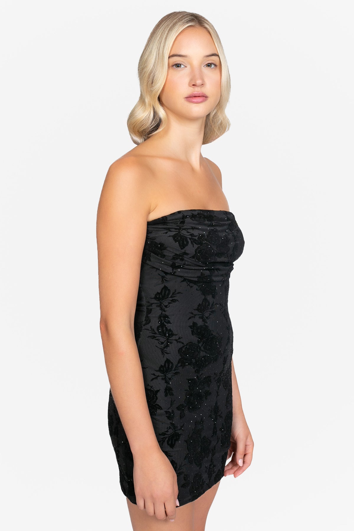 Rosamund Flock Floral Mini Dress