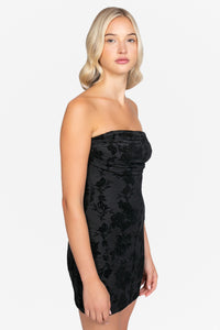 Rosamund Flock Floral Mini Dress
