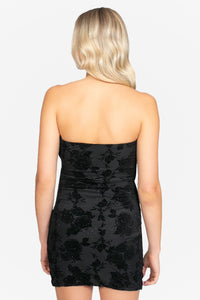 Rosamund Flock Floral Mini Dress
