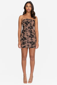 Rosamund Flock Floral Mini Dress