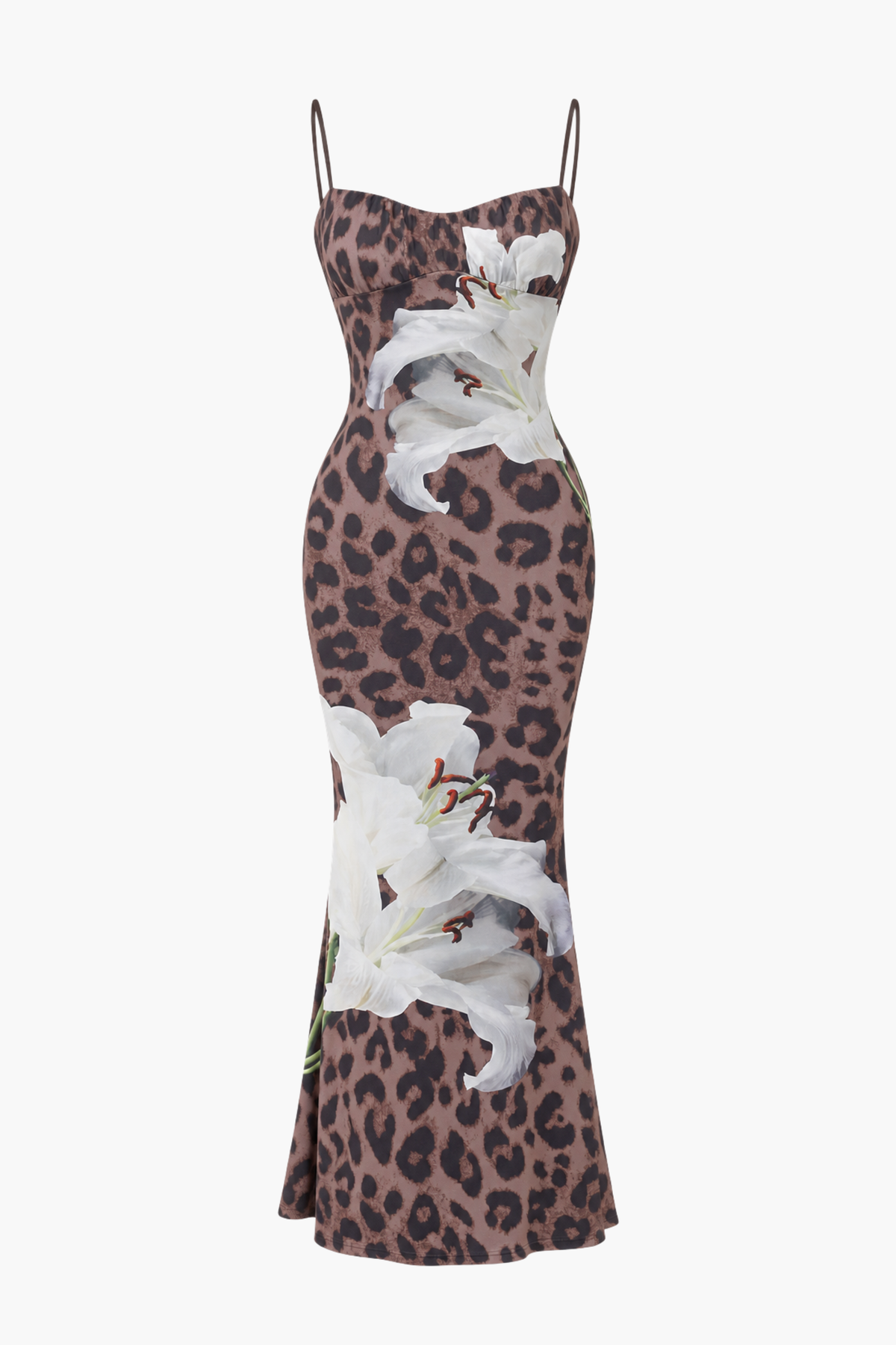 Chiara Leopard Floral Mesh Maxi Dress