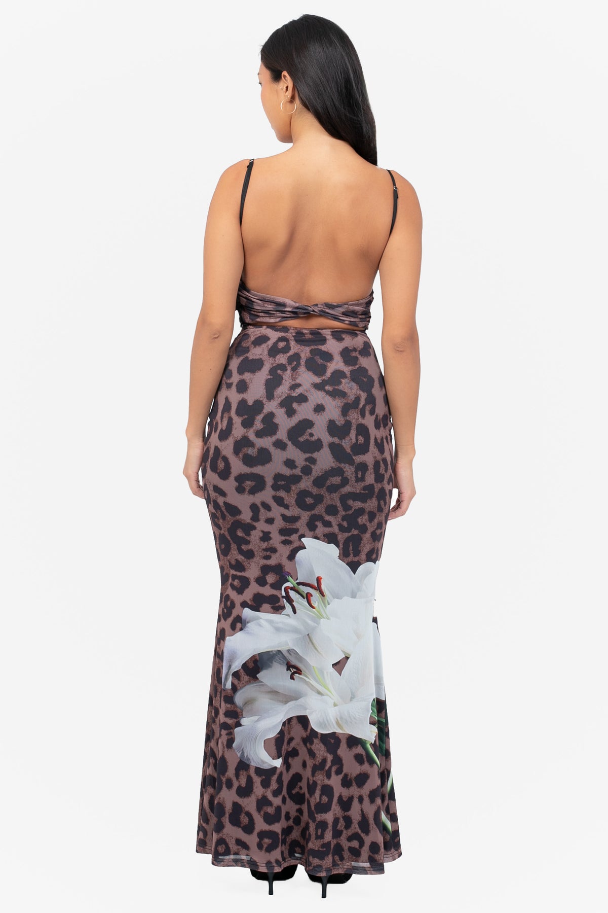 Chiara Leopard Floral Mesh Maxi Dress