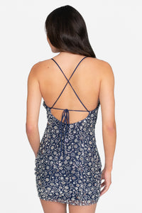 Lavinia Floral Beaded Mini Dress