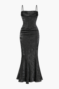 Oriana Corset Satin Floral Maxi Dress
