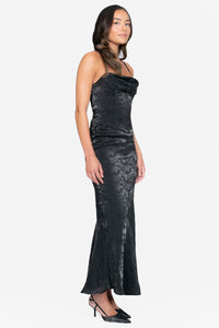 Oriana Corset Satin Floral Maxi Dress